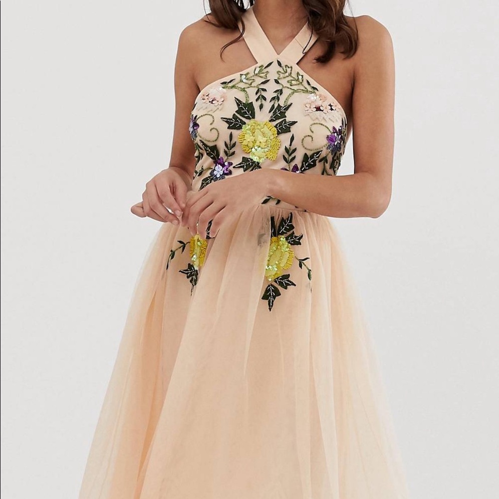 ASOS tulle floral embroidered dress